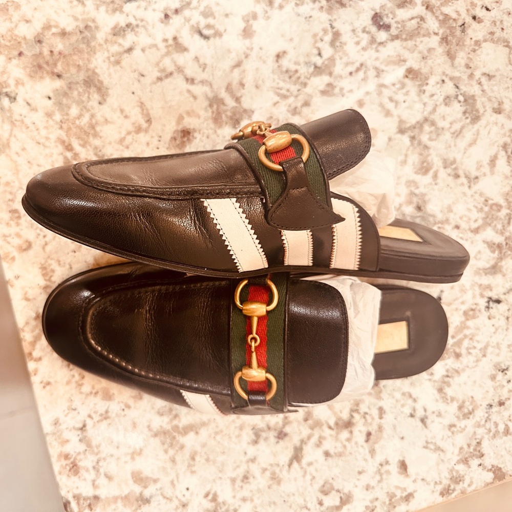Gucci Black Adidas Leather Loafers with Signature Stripe NEVER WORN
